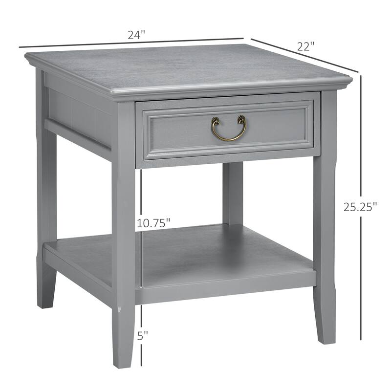 Side Table with Drawer and Open Shelf