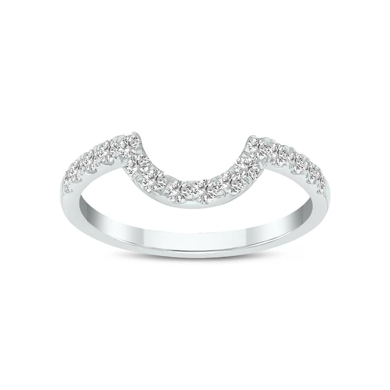 Marquee Jewels 3/8 Carat TW Round Lab Grown Diamond Wedding Band in 14K White Gold