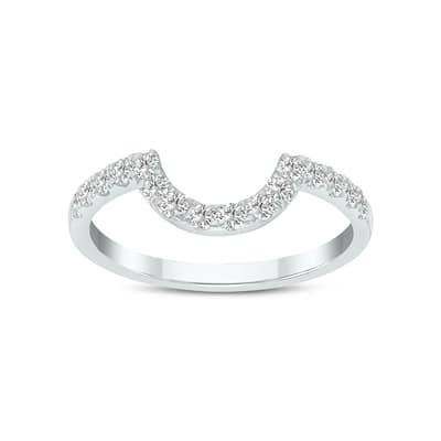 Marquee Jewels 3/8 Carat TW Round Lab Grown Diamond Wedding Band in 14K White Gold