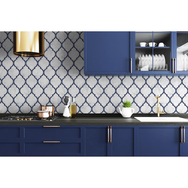 NextWall Marbled Ogee Peel and Stick Wallpaper