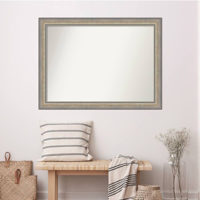 Fleur Silver Non-Beveled Wood Framed Wall Mirror - Fleur Champagne Silver