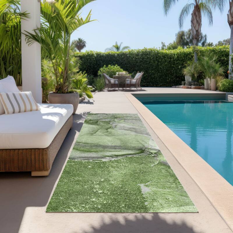 Mato Modern Art-Inspired Weather Resistant Blended Style Outdoor Rug