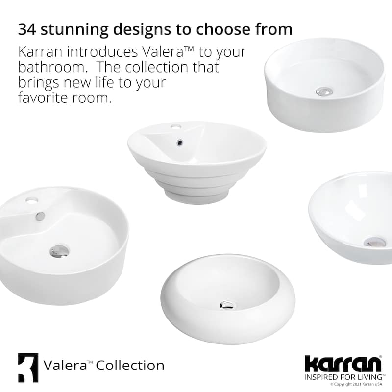 Karran Valera 20" Vitreous China Vessel Bathroom Sink in White