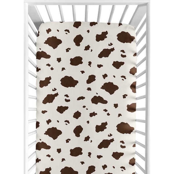 slide 2 of 6, Sweet Jojo Designs Cow Print Girl Boy Gender Neutral Fitted Crib Sheet Brown Vintage Country Animal Print Western Wild West Tan