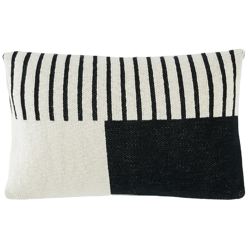 SAFAVIEH Home Drew 12 x 20-inch Ivory/Black Lumbar Pillow