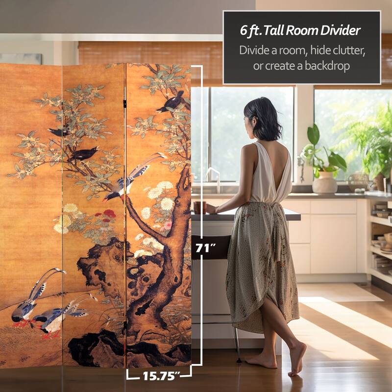 Canvas Double-sided 6-foot Chinese Landscapes Room Divider (China) - 70.8 x 48