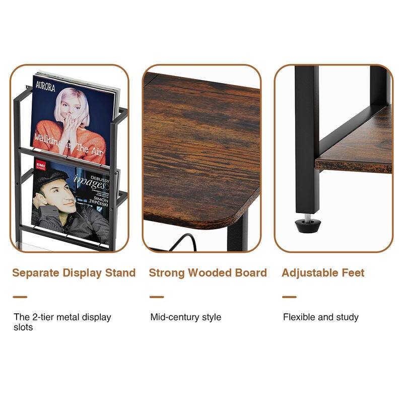 Record Player Stand with Vinyl Storage Turntable Stand for Living Room - 17.8" L x 13.77"W x 61.05" H