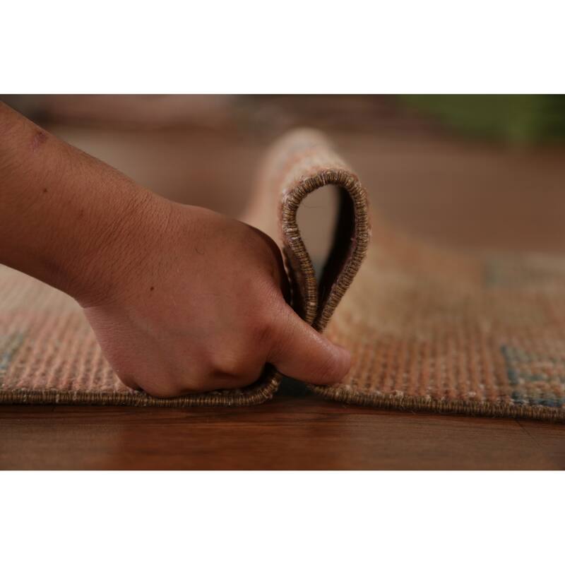 Hand Knotted Oriental 100% Wool Carpet Transitional Tribal Peach Anatolian Area Rug - 3' 2'' X 1' 6''