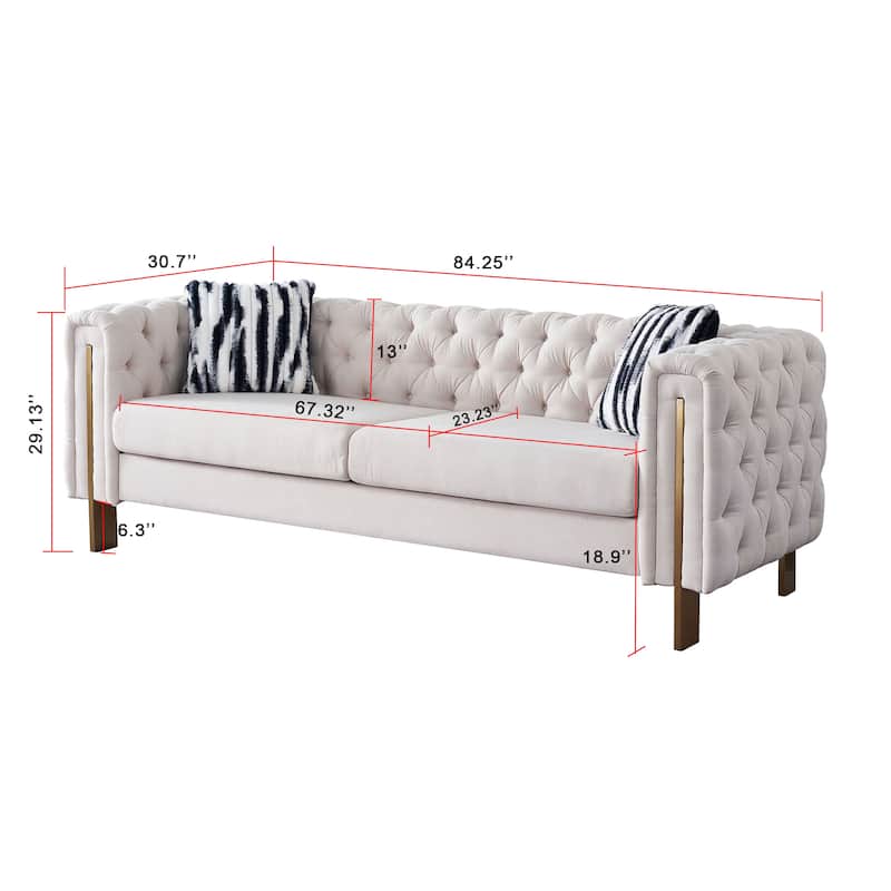 Chesterfield Modern Tufted Velvet Living Room Sofa, 84.25''W Couch