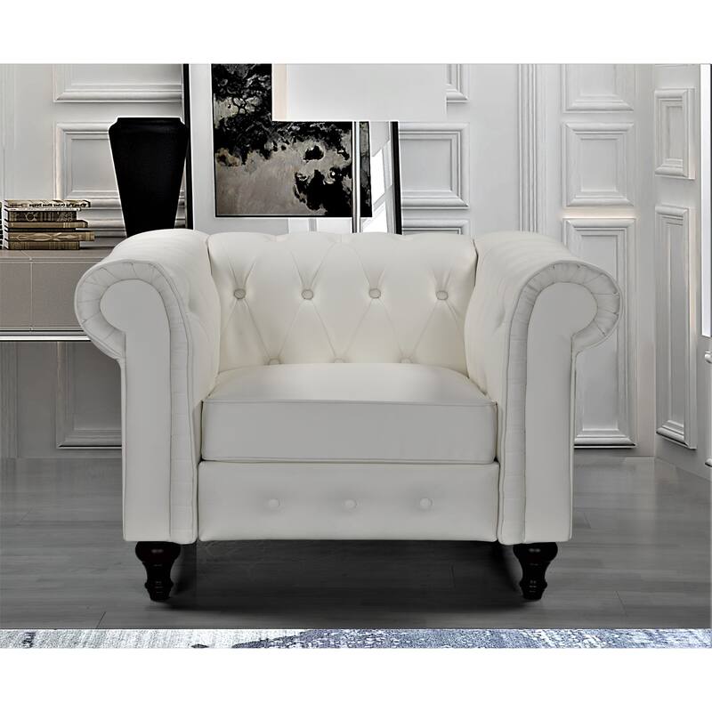 Smith Classic Chesterfield Chair - Cream/White