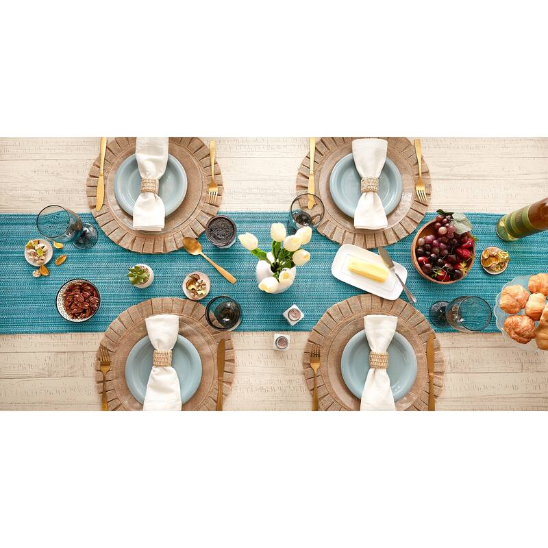 DII Variegated Taupe Fringe Table Runner 13x72