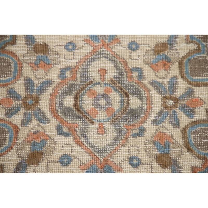 Hand Knotted Oriental 100% Wool Carpet Traditional Medallion Beige & Ivories Tabriz Area Rug - 9' 5'' X 6' 5''