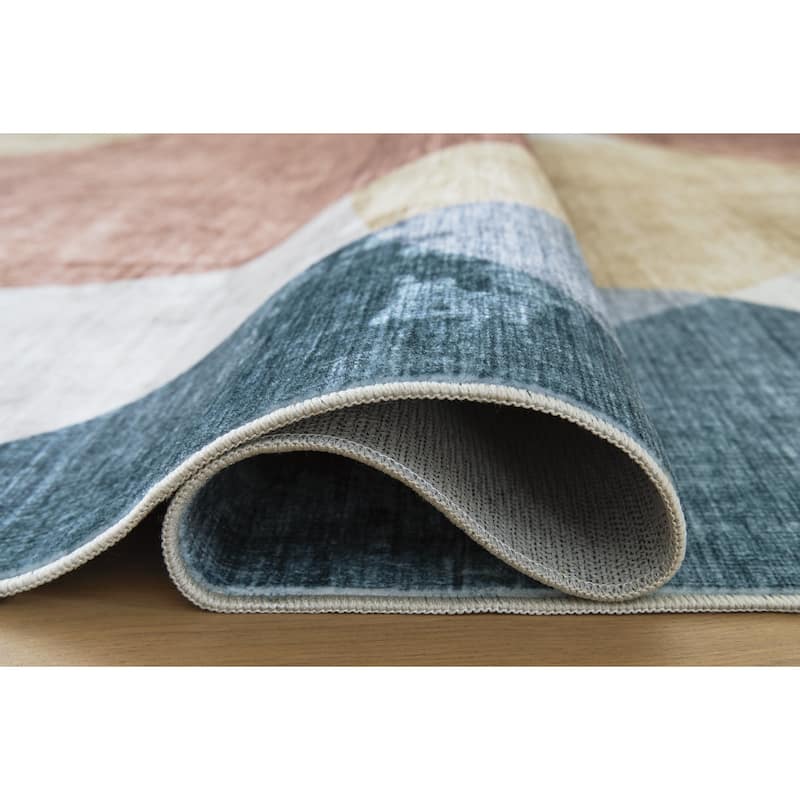 Signature Design by Ashley Chanleigh Orange/Blue Washable Area Rug