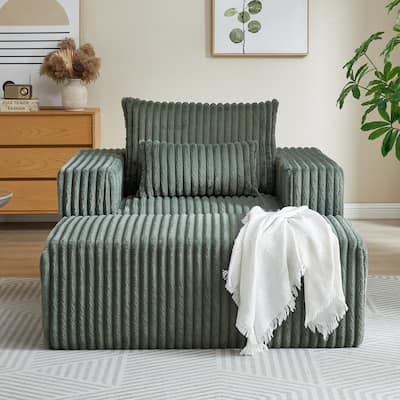 GDFStudio - Amelia Plush Corduroy Recliner Sofa with Removable Footrest for Relaxed Living Room Comfort