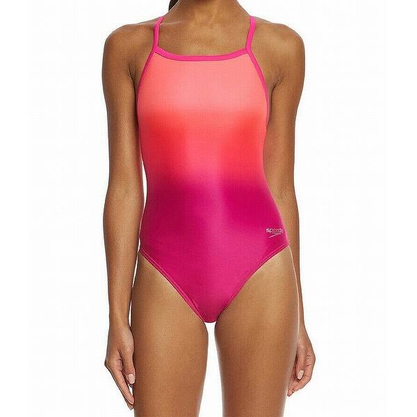 Shop Speedo Women S Swimwear Hot Coral Pink Size 8 One Piece Ombre Open Back On Sale Overstock 29121277