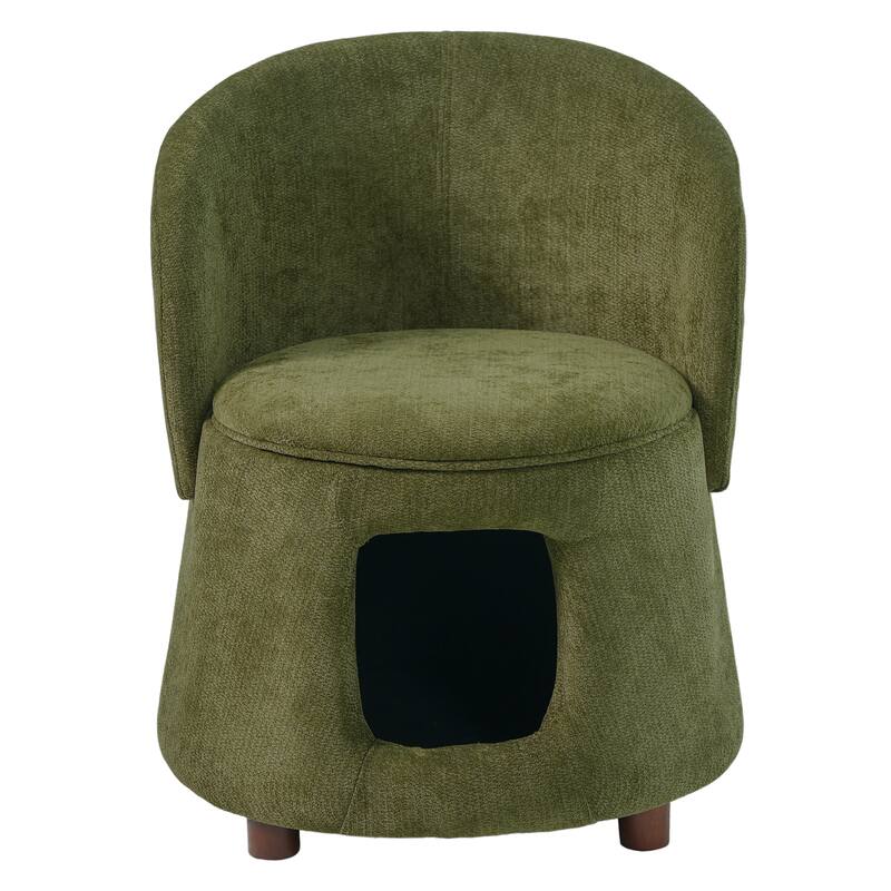 Christopher Knight Home - Modern 2-in-1 Acacia Upholstered Accent Chair with Hidden Pet-Friendly Nook & Convertible Storage Seat