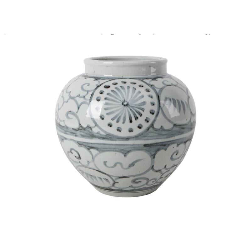 Artissance 10 in. Tall Off White Porcelain Ming Ming Vase with Lucky Cloud Motif