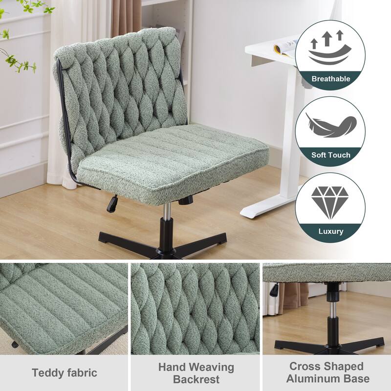 Upholstered No Wheels Armless Office Desk Chair