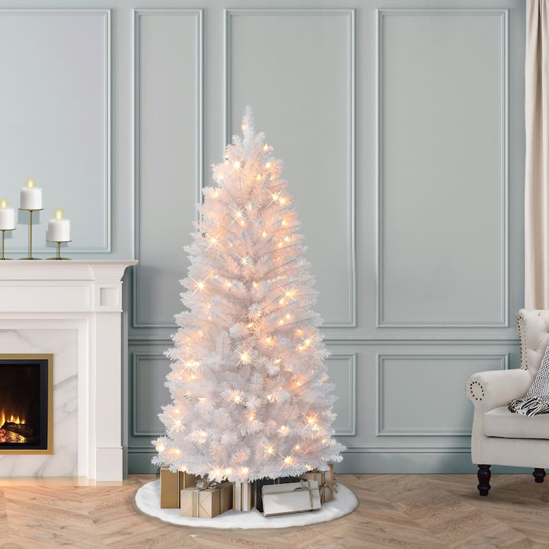 Puleo International 5 ft. Pre-Lit White Carson Artificial Pine Tree