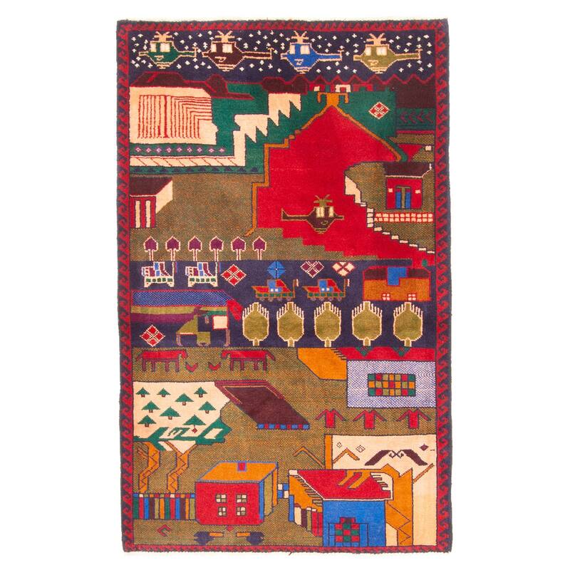 ECARPETGALLERY Hand-knotted Teimani Red Wool Rug - 2'11 x 4'11