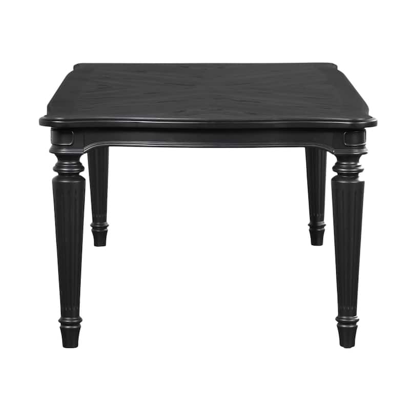 Rectangular Wooden Dining Table with Turned Fluted Legs