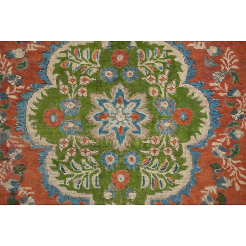 Hand Knotted Oriental 100% Wool Carpet Traditional Floral Oranges & Rust Tabriz Area Rug - 5' 10'' X 4' 6''