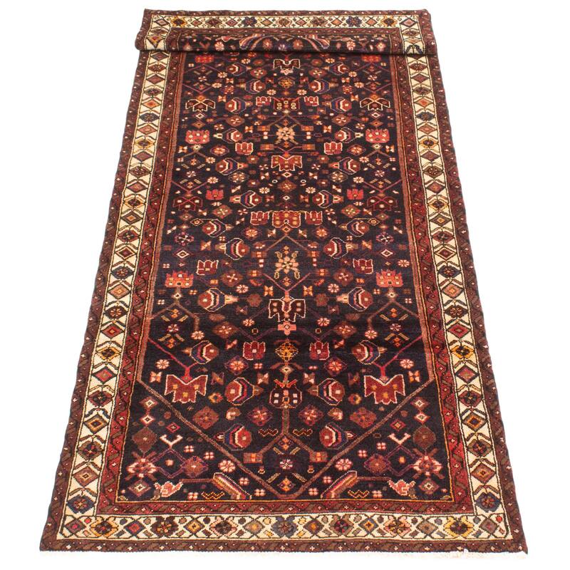 ECARPETGALLERY Hand-knotted Andelz Navy Wool Rug - 3'8 x 10'1