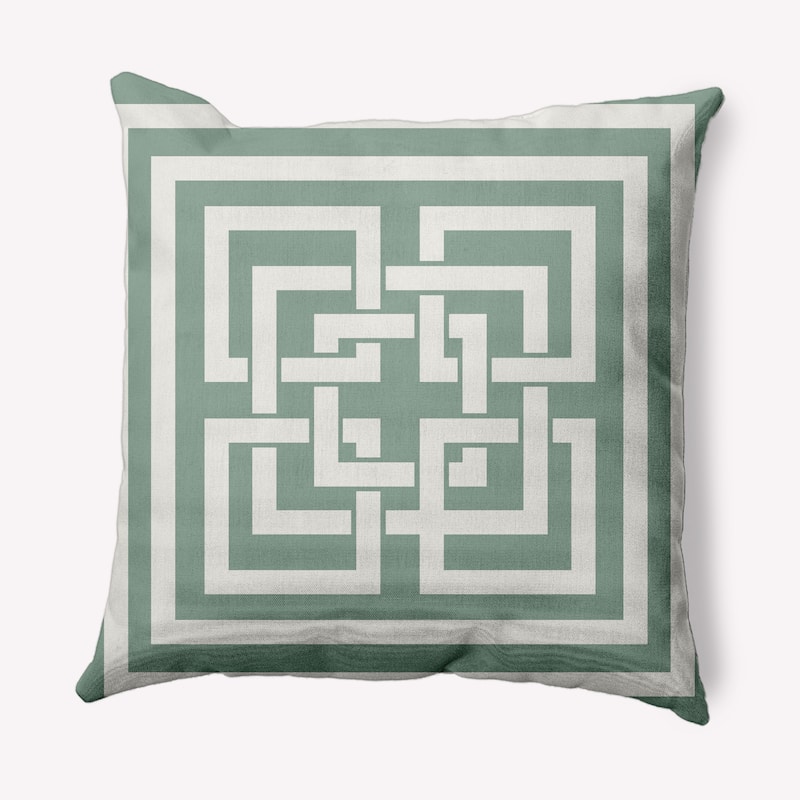Greek New Key Nautical Indoor/Outdoor Throw Pillow - Sage - 16" x 16"