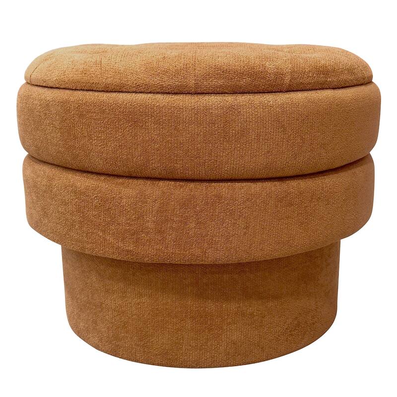 Modern Fabric Round Storage Ottoman