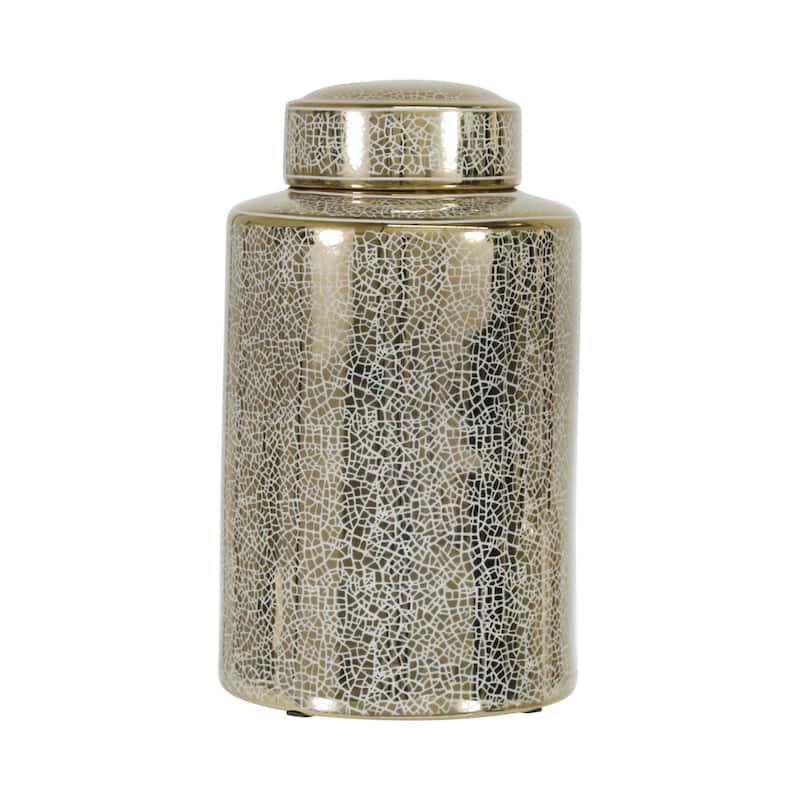 Sagebrook Home Modern Glam Jar with Lid Metallic Vase