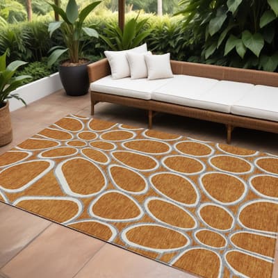 HomeRoots Abstract Transitional Rectangle Outdoor Rug