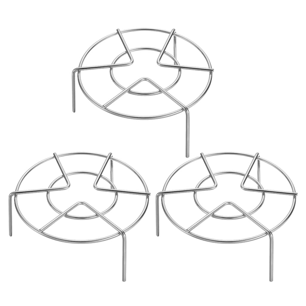 3pcs Steam Rack 6.3" Dia Metal Trivets for Cooker Silver (2.8" Tall)