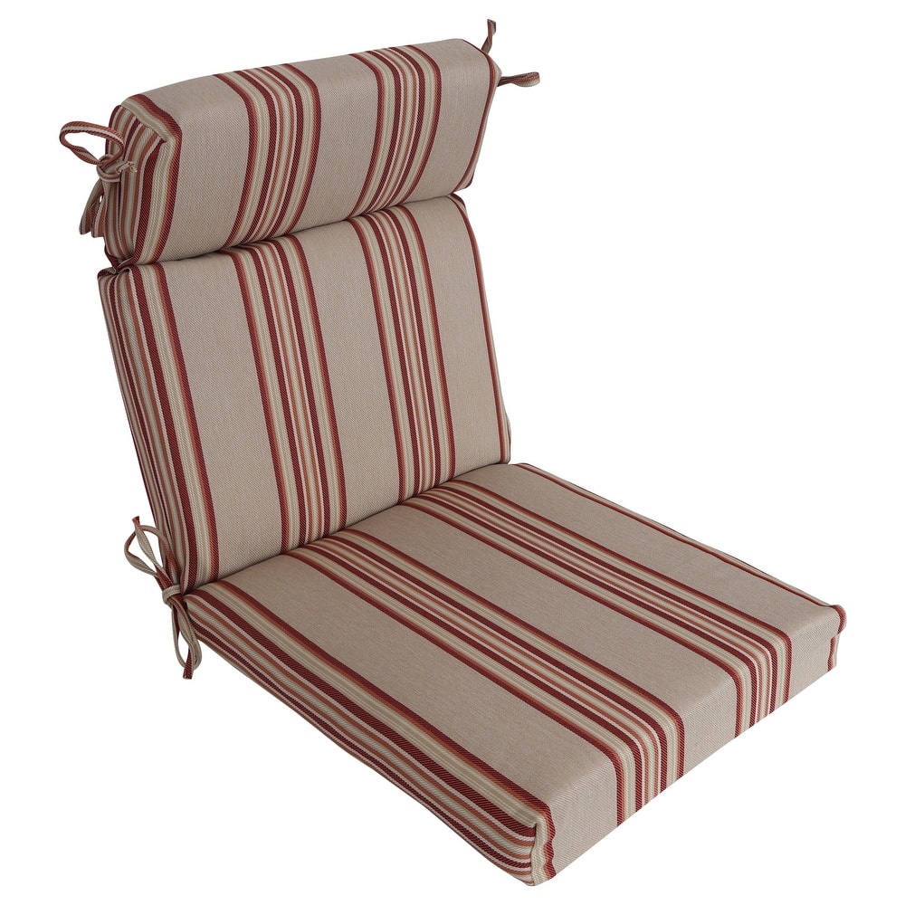 20-inch by 42-inch Striped Woven Olefin Outdoor Seat/ Back Chair Cushion - 20 x 42