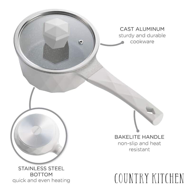 Country Kitchen Non-Stick Cast Aluminum Cookware Set - Durable Kitchen Cookware for Everyday Cooking, 6-11 Pc