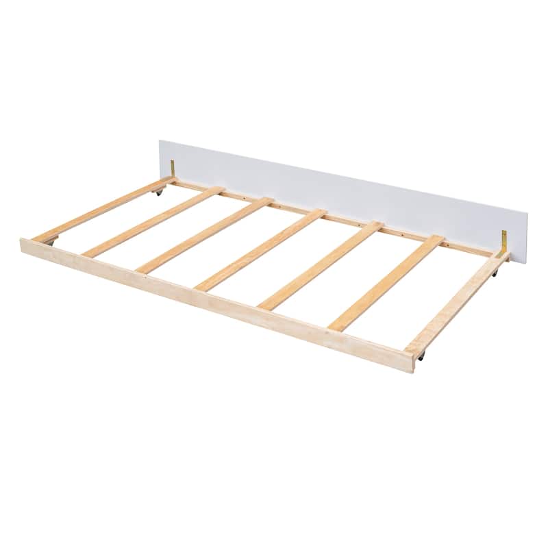 Wooden House Bed with Twin Size Trundle