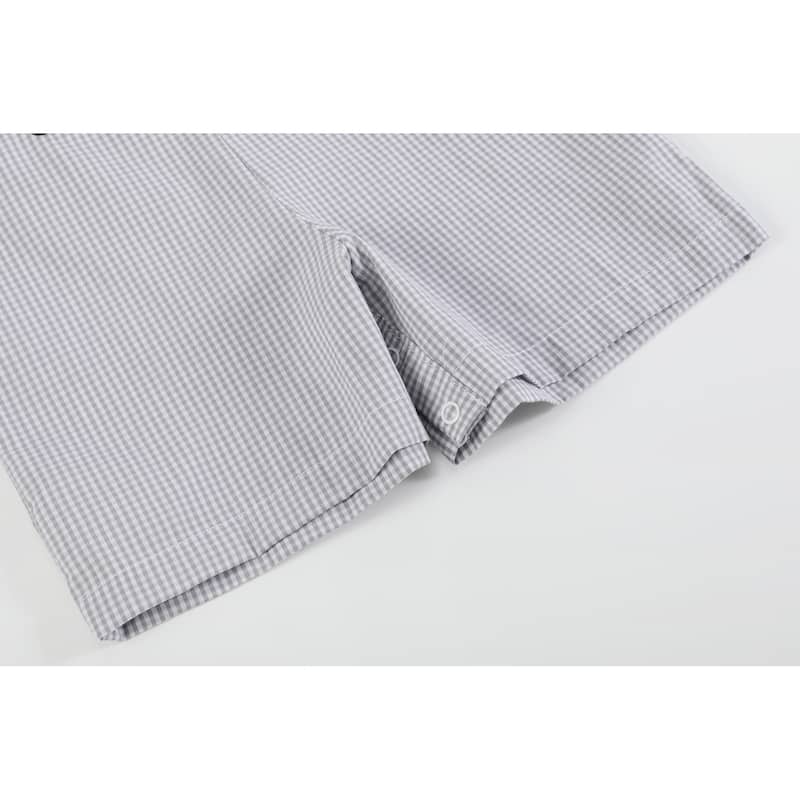 Grey Gingham Puppies in Truck Shortalls
