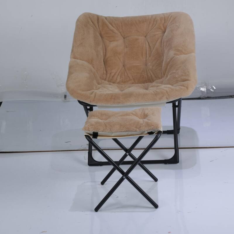 Comfy Folded Chair,Saucer Chair, Lounge Chair - XL Foldable Faux Fur Floor Seat, Non-Slip Base for Stability