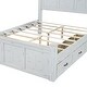 preview thumbnail 7 of 8, Farmhouse Style Queen Size Wood Panel Bed Frame Four Square Poster Bed with Three Storage Drawers, Ancient White