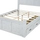 preview thumbnail 7 of 8, Queen Size Wood Panel Bed Frame Four Square Poster Bed with 3 Storage Drawers