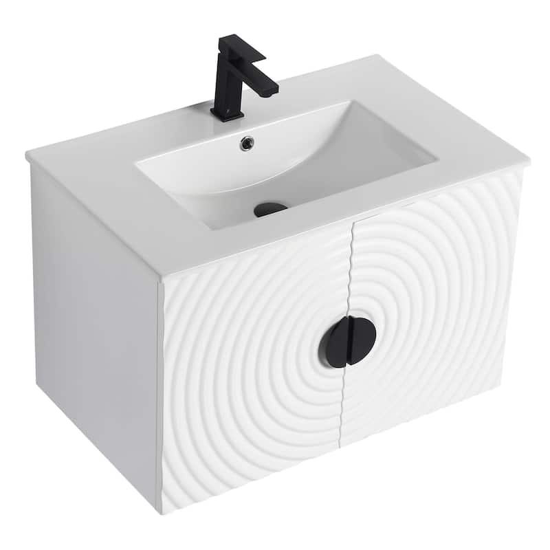 Pellabay Modern Bathroom Vanity with Fluted Circular Doors - Sink Included