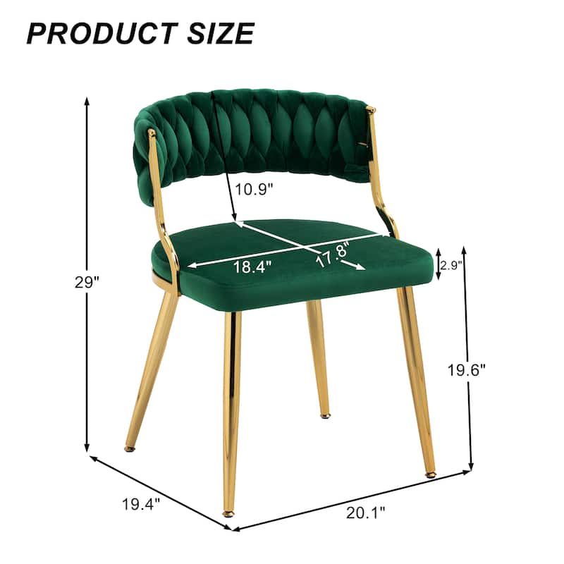 Set of 2 Velvet Dining Chair with Golden Metal Legs