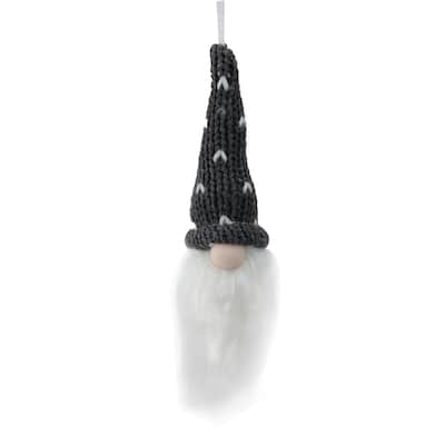 8" Gray Hat Christmas Santa Gnome Head Ornament