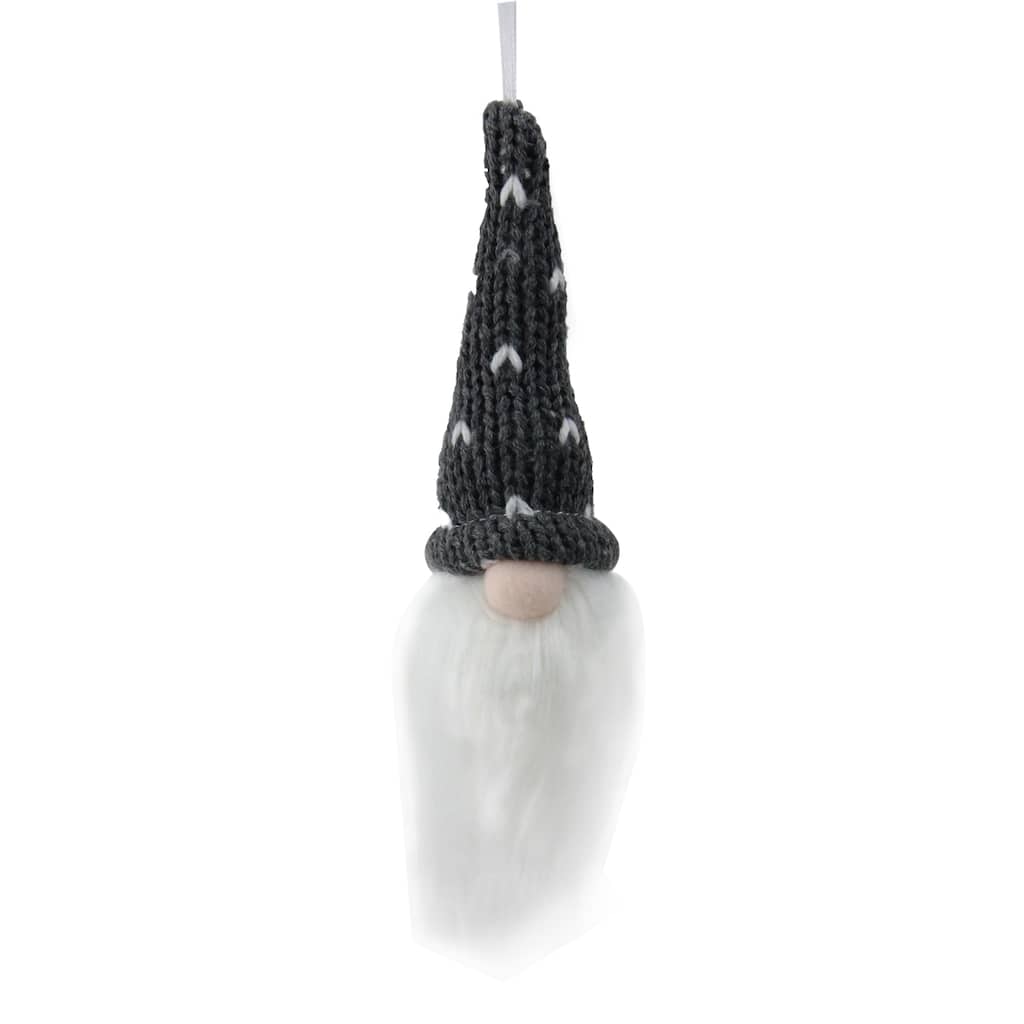 8" Gray Hat Christmas Santa Gnome Head Ornament