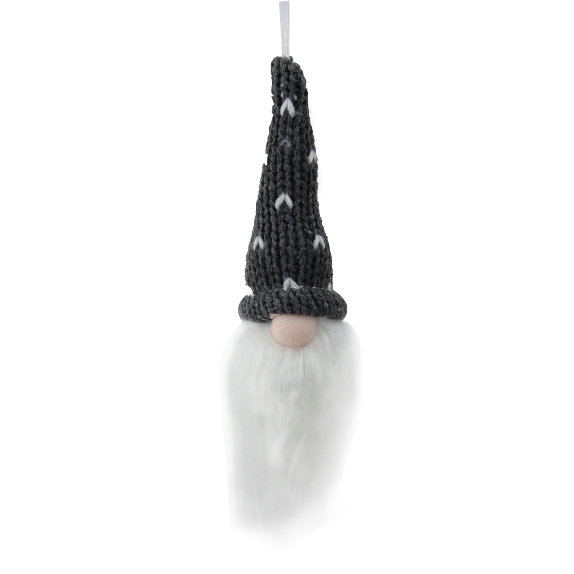 8" Gray Hat Christmas Santa Gnome Head Ornament
