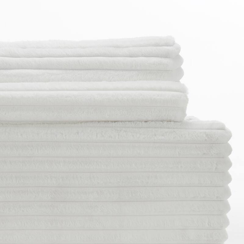 53"W Oversized Plush Fur-Like Chaise Lounge Sofa with Cup Holder