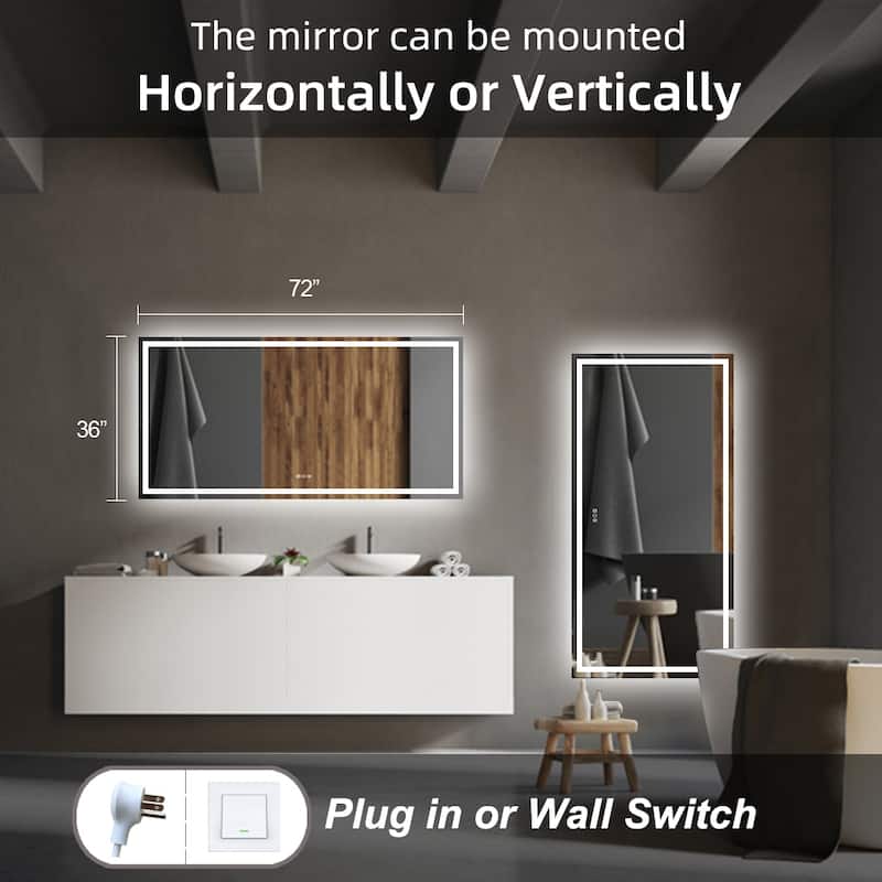 KIOTEE Super Bright Anti-fog LED Bathroom Mirror with Backlit and Front Lighting 3-Year Warranty