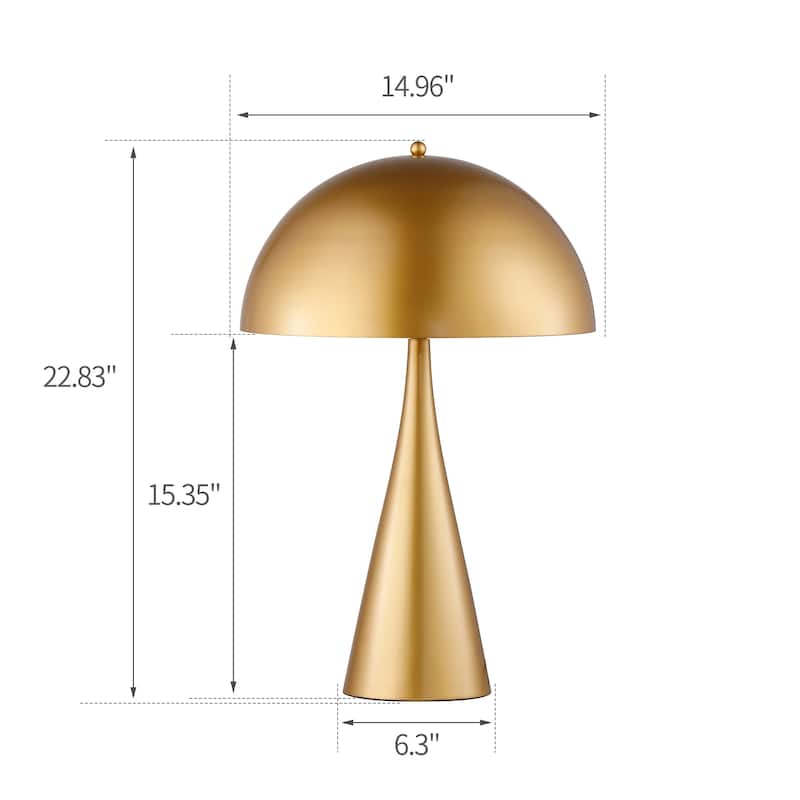 American Retro 2-Light Table Lamp, Scifi Gold Steampunk Metal Dome Shade