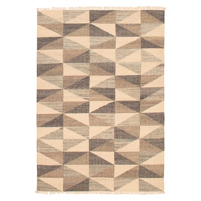 Ankara FW Cream, Grey Kilim 5'2" x 7'8" - 5'2 x 7'8