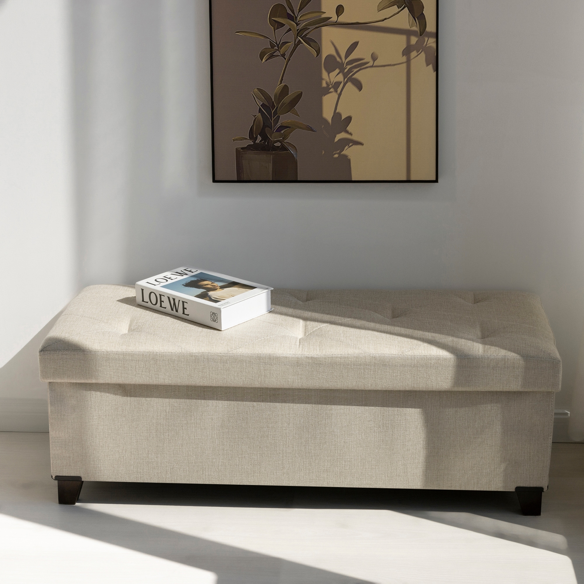 43.3" Upholstered Fabric Storage Bench for Entryway, Bedroom, Closet