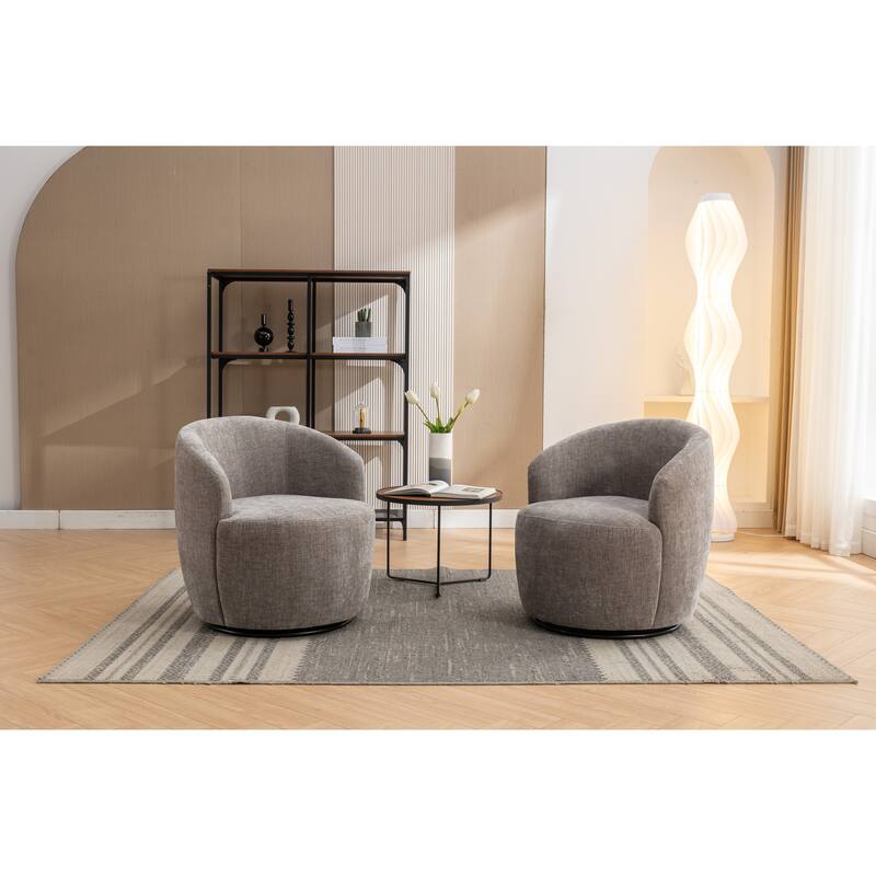 25.6" Swivel Barrel Chair with Black Coating